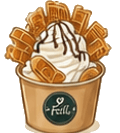 La Foli's — coupelle gaufre, chantilly, cubes croustillants